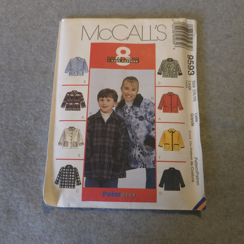 McCall's 9593 Polar Gear Jacket Pattern 8 Looks Size Large 10/12 UNCU